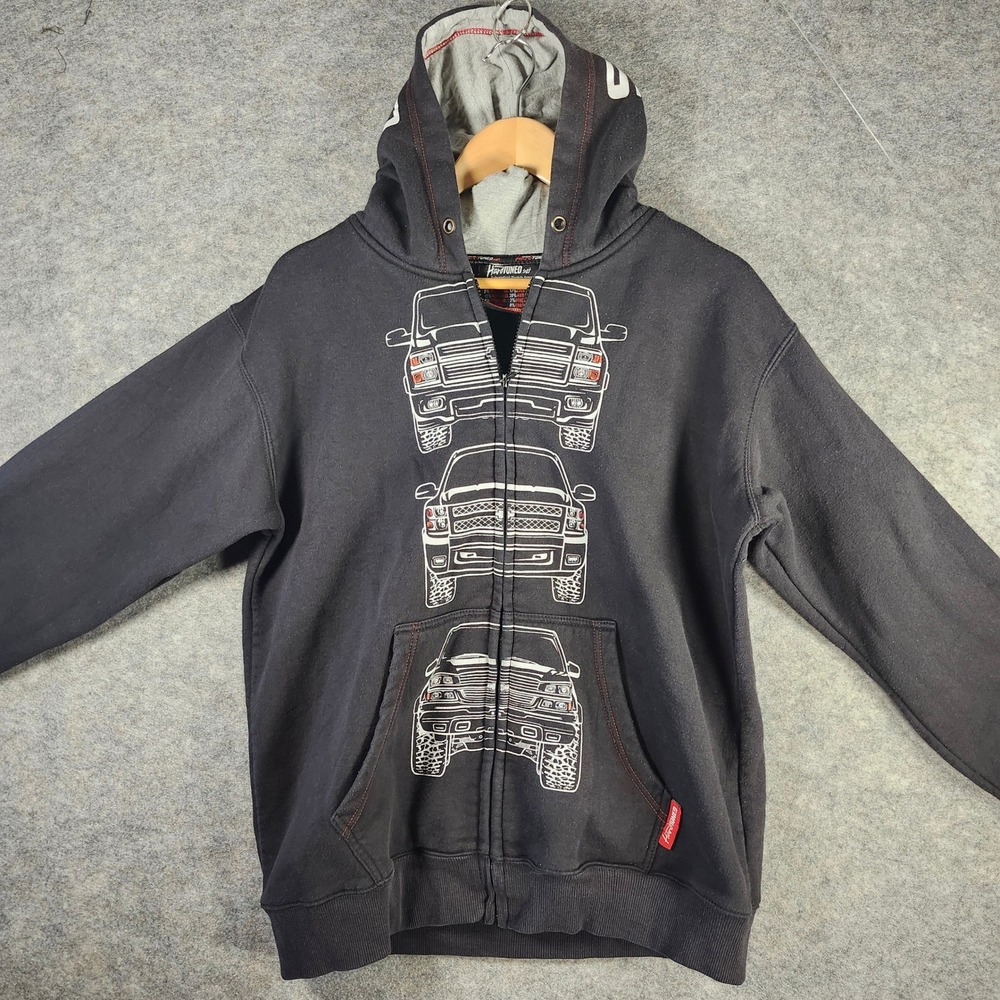 HardTuned Mens Silverado Truck Car Graphic Full Zip Hoodie Sweatshirt M Spellout